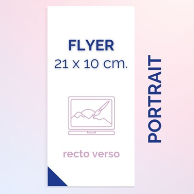 Flyer 21 x 10 cm. portrait, recto-verso
