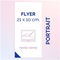 Flyer 21 x 10 cm. portrait, recto-verso