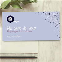 Carte de vœux 21 x 10 cm. paysage, recto verso