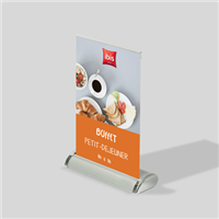 Présentoir, avec enrouleur